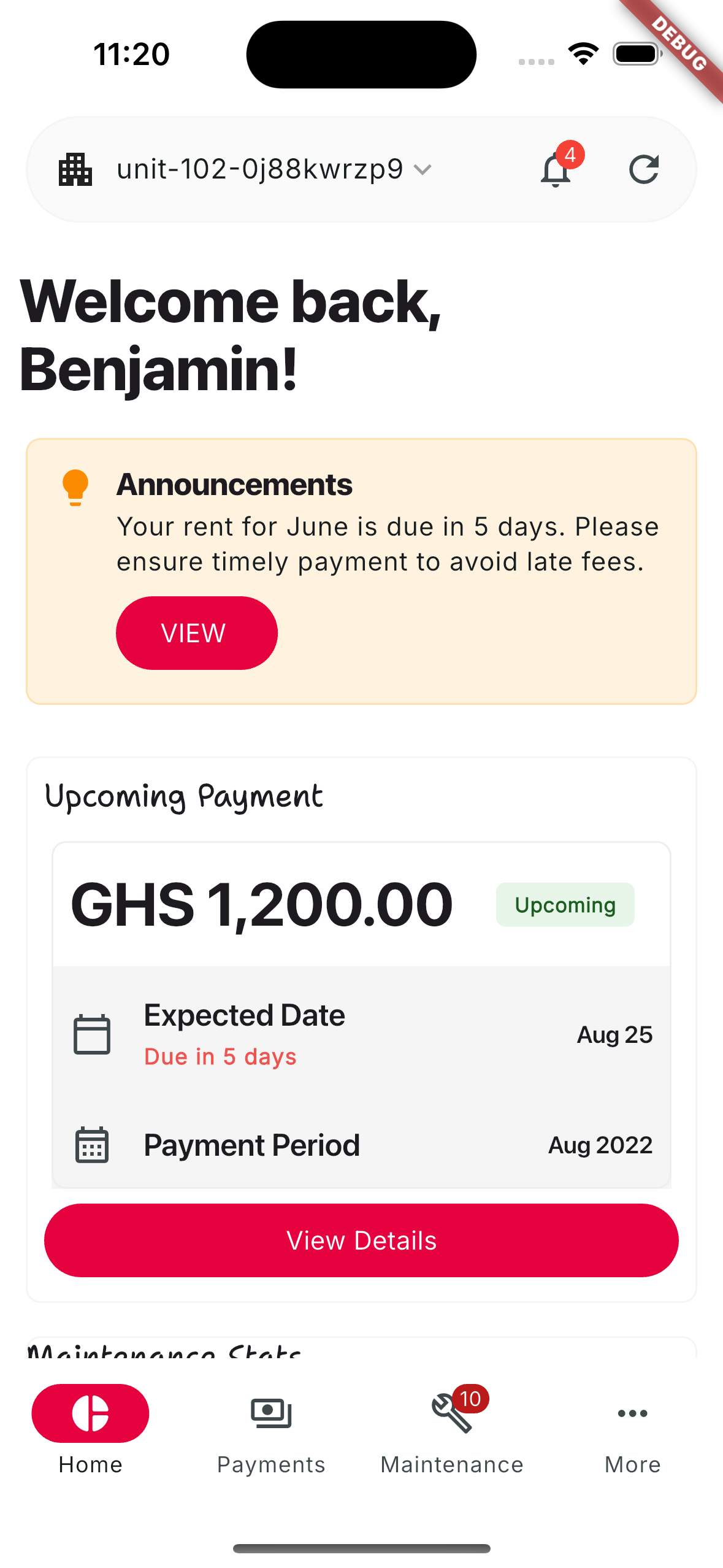 Rentloop tenant mobile app interface